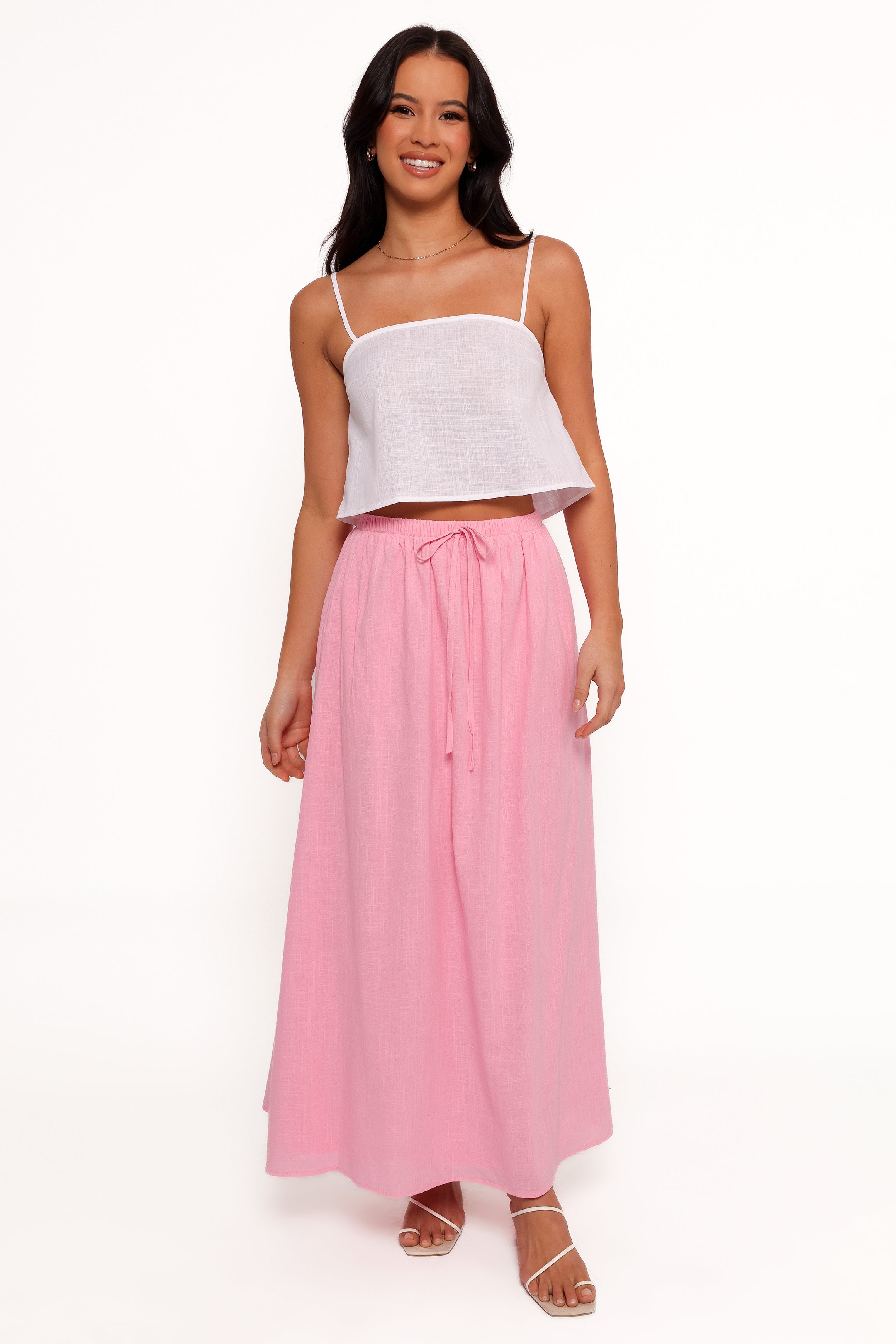 Simone Skirt Set - White Pink