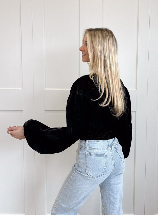 Metallic top Luna zwart